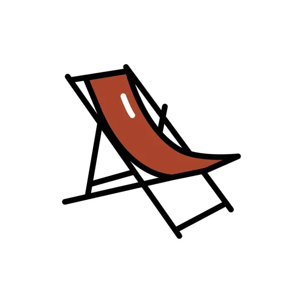 Beach Portable Chair Line Color Icon Outline Pictogram Web Page —  Vetores de Stock
