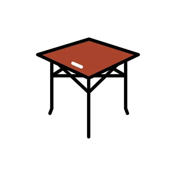 Camping Portable Table Line Color Icon Outline Pictogram Web Page — Stok Vektör