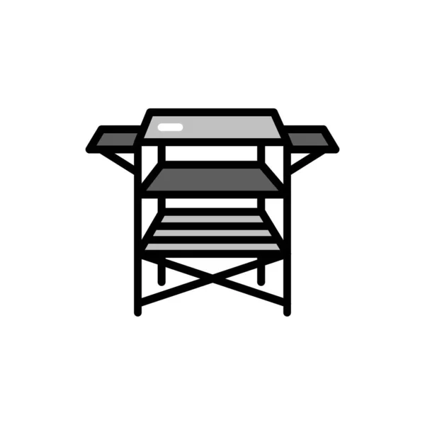 Portable Kitchen Line Color Icon Outline Pictogram Web Page Mobile — Stok Vektör