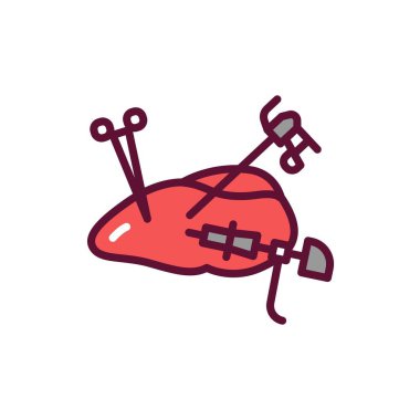 Cerrahi akciğer renk çizgisi simgesi. İzole vektör elementi. Web sayfası, mobil uygulama, tanıtım için resim çizelgesi