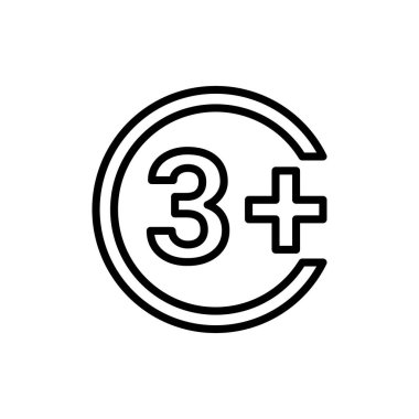 Yaş sınırı 3 çizgi renk simgesi. İzole vektör elementi. Web sayfası, mobil uygulama, tanıtım için resim çizelgesi