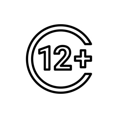 Yaş sınırı 12 çizgi renk simgesi. İzole vektör elementi. Web sayfası, mobil uygulama, tanıtım için resim çizelgesi