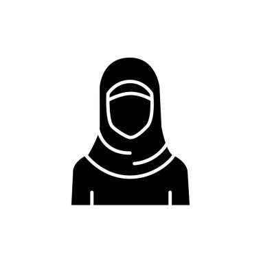Arabic woman in hijab amira line color icon. Isolated vector element. 