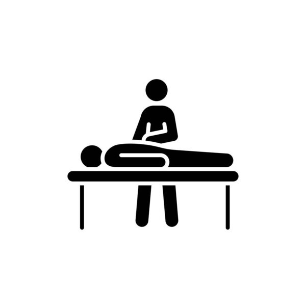 Massage procedure line color icon.  Physiotherapy, acupuncture.