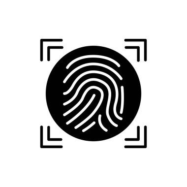 Fingerprint scan provides security access color line icon.