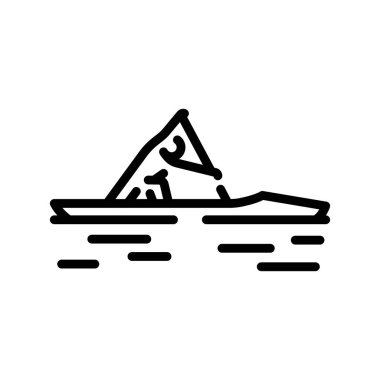 Canoeing black line icon. Water activity.