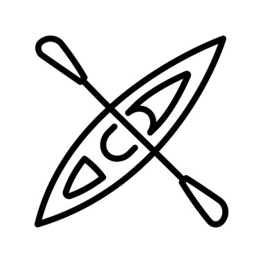Kayaking black line icon. Water activity.