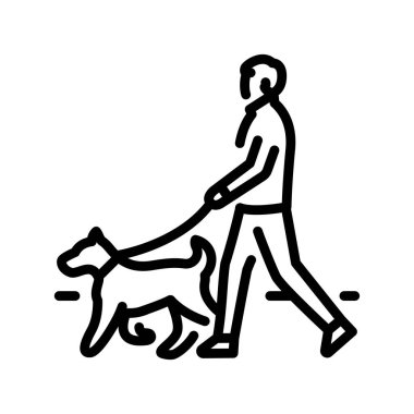 Dog walk line icon. Routine. 