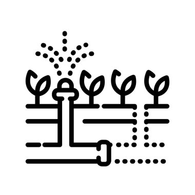 Installation of an irrigation system color line icon. Garden service. Editable stroke.