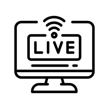 Live streaming line icon. Online promotion