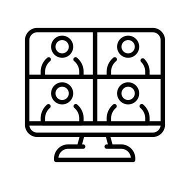 Online meeting line icon. Transmission tower