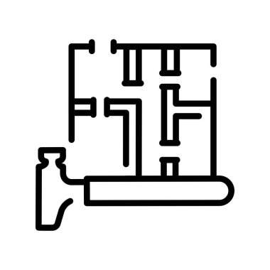 Erection partitions at home line icon. Building construction