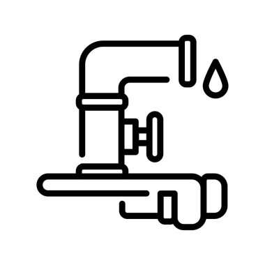 Water supply installation black line icon. Pictogram for web page