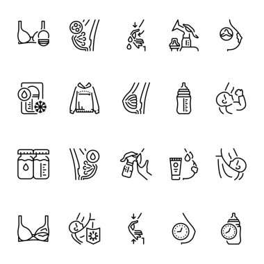 Lactation color line icons set. Signs for web page, mobile app, button. Editable stroke.