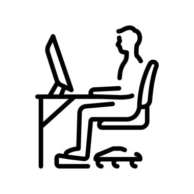 Correct sitting posture olor line icon. Pictogram for web page.