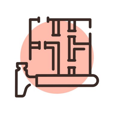 Erection partitions at home line icon. Building construction