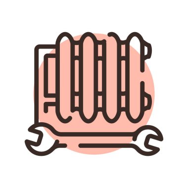 Installation of heating system black line icon. Pictogram for web page