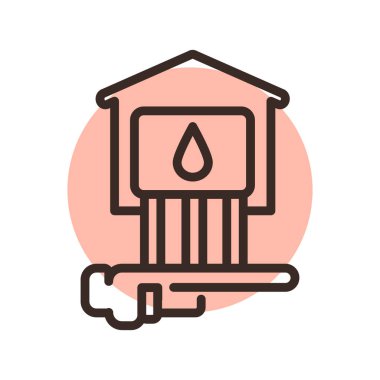 Water supply in the house line icon. Building construction