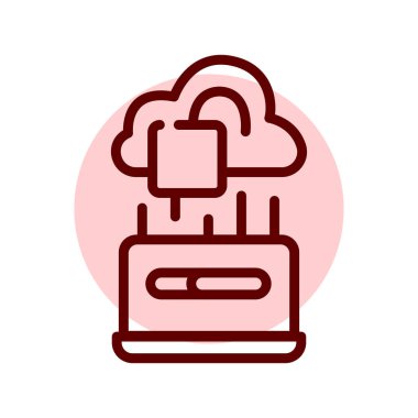 Cloud hacking olor line icon. Pictogram for web page.