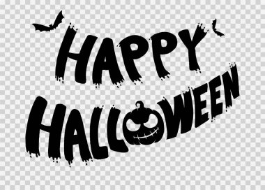 Png veya şeffaf arkaplanda izole edilmiş fırça biçimi, metin için boş alan, poster için element şablonu, broşürler, çevrimiçi reklamcılık, vektör ilülasyonu ile Cadılar Bayramı metni afişi 