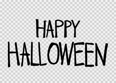 Png veya şeffaf arkaplanda izole edilmiş fırça biçimi, metin için boş alan, poster için element şablonu, broşürler, çevrimiçi reklamcılık, vektör ilülasyonu ile Cadılar Bayramı metni afişi 