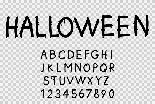 Polices Halloween Avec Style Brosse Typographie Dessinée Main Conception Alphabet — Image vectorielle