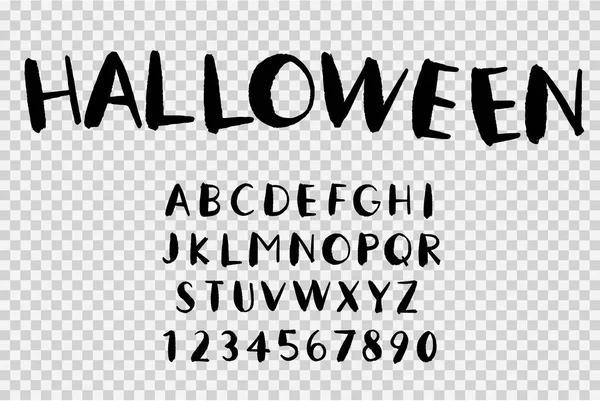 Fuente Halloween Con Estilo Pincel Diseño Alfabeto Tipográfico Dibujado Mano — Vector de stock