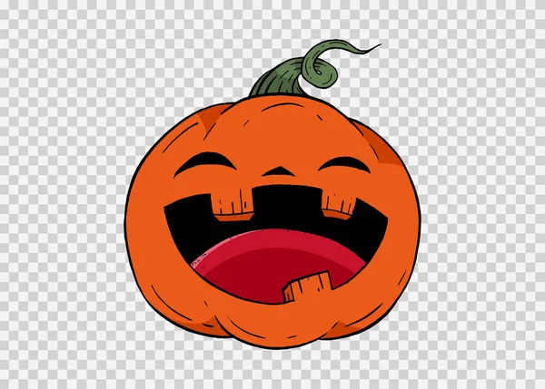 Feliz Sonrisa Calabaza Mano Dibujar Con Estilo Cepillo Aislado Png — Vector de stock