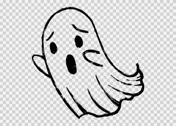 Scary White Ghost Hand Drawn Brush Stroke Style Isolated Png — Stock Vector
