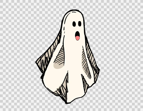 Scary Ghost Hand Drawn Brush Stroke Style Isolated Png Transparent — Stock Vector