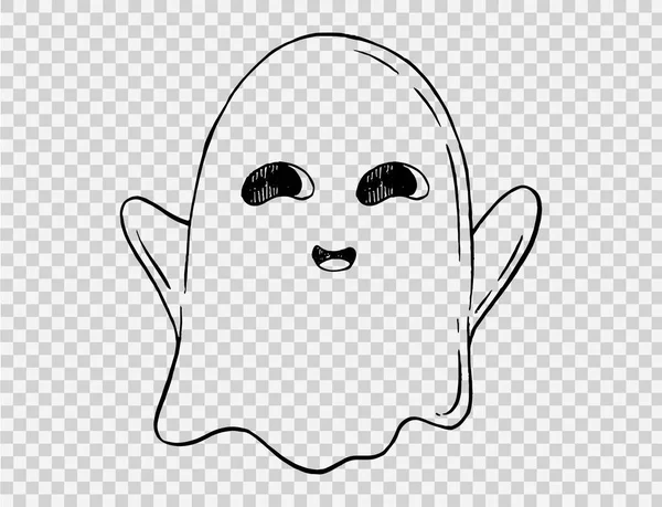 Espantoso Estilo Pincelada Dibujada Mano Fantasma Aislado Png Fondo Transparente — Vector de stock