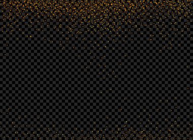 Altın parlayan parçacıklar parlayan kar ve yıldız ışığıyla png veya şeffaf arkaplanda izole edilir. Noel, yeni yıl, doğum günleri ve lüks kartlar için grafiksel kaynaklar. Vektör illüstrasyonu 