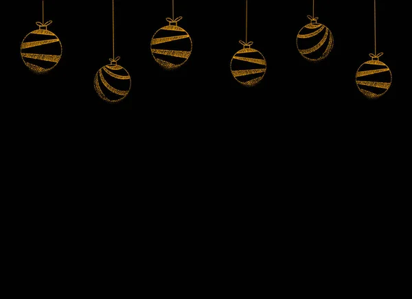 Gouden Glitter Deeltjes Kerstballen Opknoping Van Boven Geïsoleerd Png Transparante — Stockvector