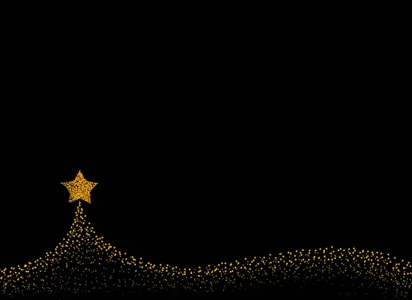 Gouden Glitter Deeltjes Kerstboom Met Ster Geïsoleerd Png Transparante Achtergrond — Stockvector