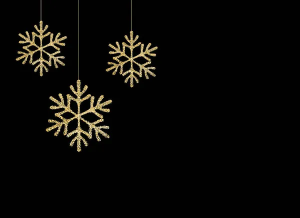 Glitter Snowflakes Christmas Golden Decoration Isolated Png Transparent Background Space — Stock Vector