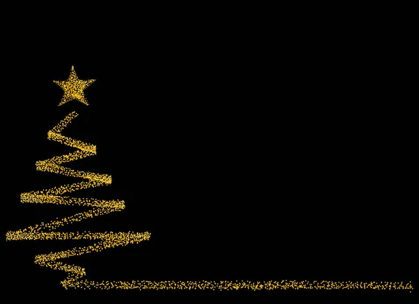 Gold Glitter Particles Christmas Tree Star Isolated Png Transparent Background — Stock Vector