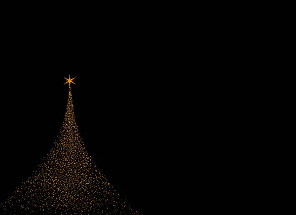 Gouden Glitter Deeltjes Kerstboom Met Ster Geïsoleerd Png Transparante Achtergrond — Stockvector