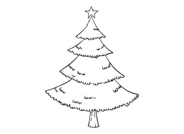 El yapımı fırça darbesi Noel ağacı, yıldızlı png veya şeffaf arkaplanda izole edilmiş. Yeni yıl, doğum günleri ve lüks kartlar için grafiksel kaynaklar. Vektör illüstrasyonu 