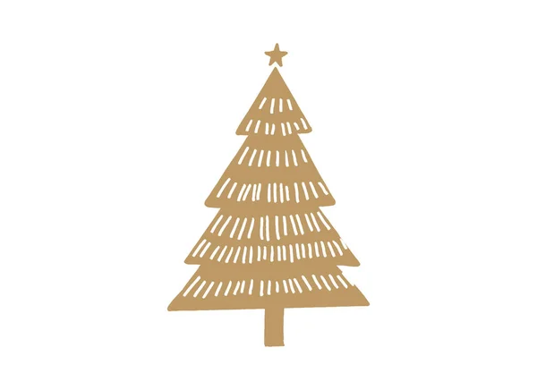 Χέρι Ζωγραφισμένο Πινέλο Εγκεφαλικό Επεισόδιο Χριστουγεννιάτικο Δέντρο Αστέρι Απομονώνονται Png — Διανυσματικό Αρχείο