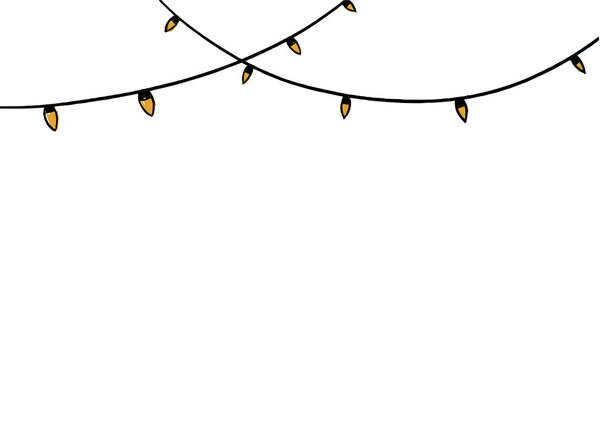 Рождественские огни висят изолированы на PNG или прозрачный фон. Графические ресурсы для Рождества, Нового Года, Дней Рождения и роскошных открыток. Векторная иллюстрация 
