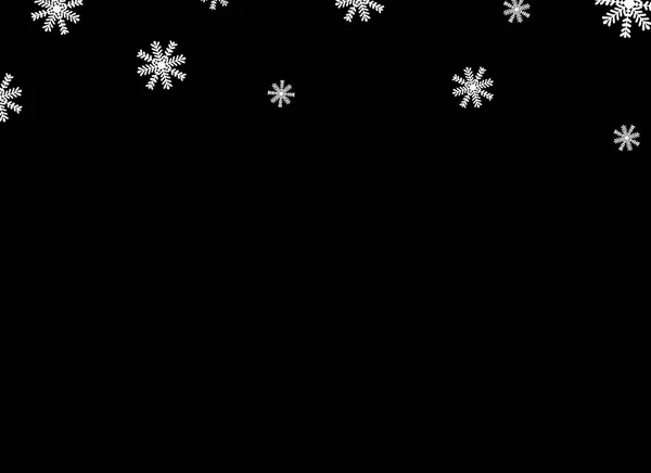 Black Flat Snowflakes Falling Top Christmas Decoration Isolated Png Transparent — Stock Vector