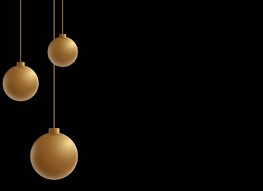 Png ya da şeffaf arkaplanda izole edilmiş altın parçacıkları Noel topları asılı. Yeni yıl, doğum günleri ve lüks kartlar için grafiksel kaynaklar. Vektör illüstrasyonu 