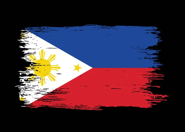 Bandera Filipinas Con Pintura Pincel Texturizada Aislada Sobre Fondo Png — Archivo Imágenes Vectoriales