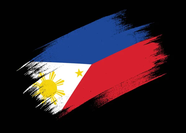 Philippines Flag Brush Paint Textured Isolated Png Transparent Background Symbol — стоковий вектор