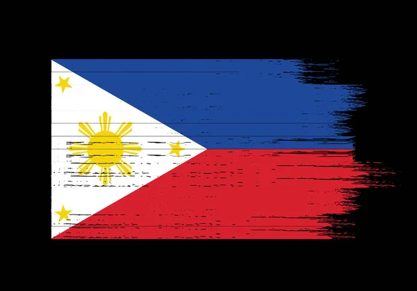 Bandera Filipinas Con Pintura Pincel Texturizada Aislada Sobre Fondo Png — Vector de stock