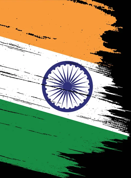 Bandera India Con Pintura Pincel Texturizada Aislada Sobre Fondo Png — Vector de stock