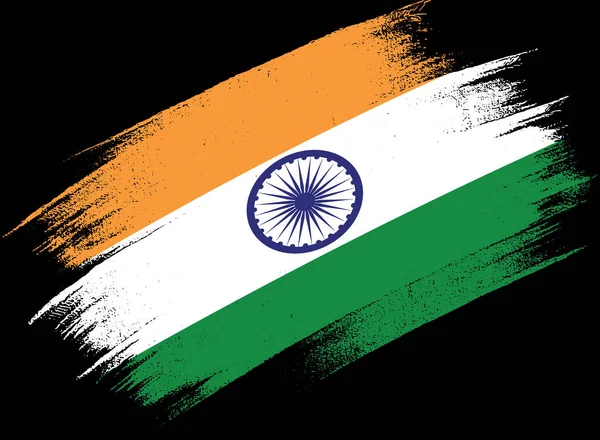 Bandeira Índia Com Pintura Pincel Texturizado Isolado Png Fundo Transparente —  Vetores de Stock