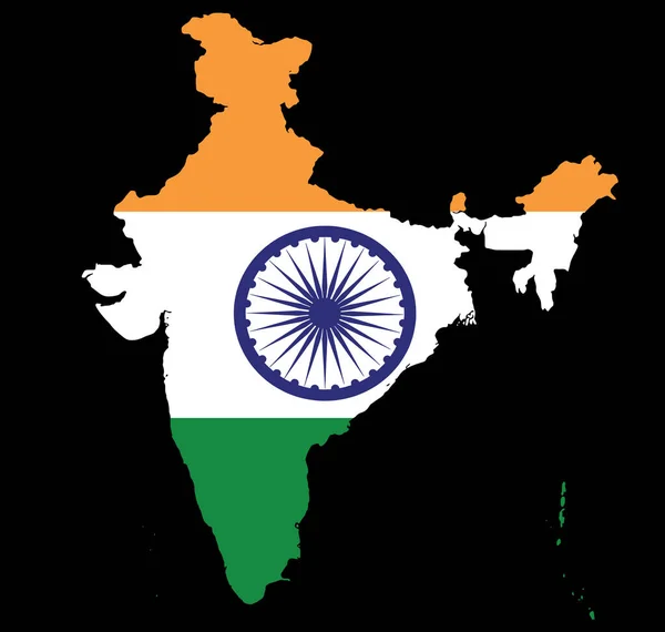 Indien Flagge Auf Der Karte Isoliert Auf Png Oder Transparentem — Stockvektor