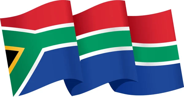 Flagge Südafrikas Schwenkend Isoliert Auf Png Oder Transparentem Hintergrund Symbol — Stockvektor