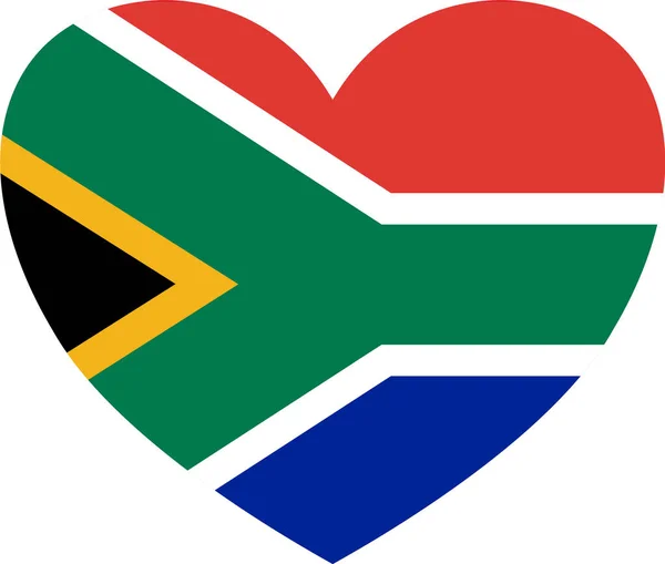Drapeau Afrique Sud Forme Coeur Isolé Sur Fond Png Transparent — Image vectorielle